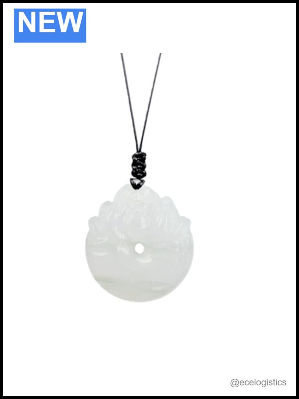 Hand-Carved Natural White Jade Lotus Pendant Necklace